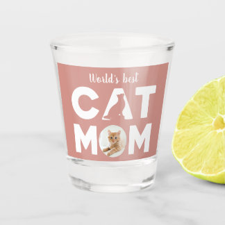 Verre A Shot CAT MOM, Votre Photo, Rose