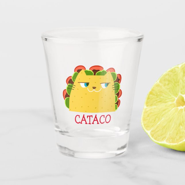 Verre A Shot Cataco Drôle Taco Mexicain Booo Le Chat Tequila (Devant)