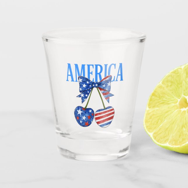Verre A Shot Célébration de Nœud de Cerise Patriotique (Devant)