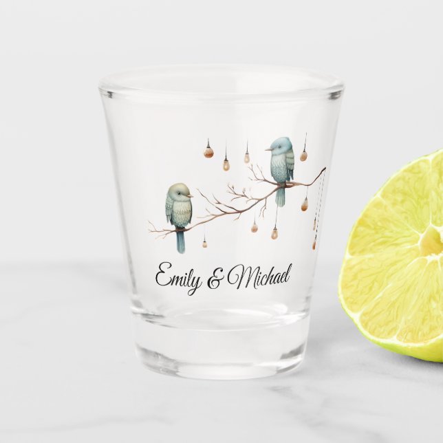 Verre A Shot Célébration des Inséparables rustiques du bois (Devant)