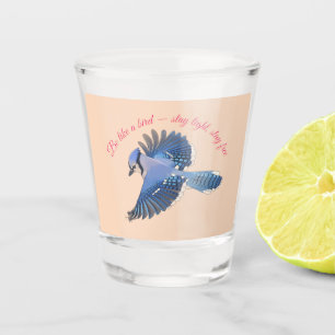 Verre A Shot Cerulean Soar : Geai bleu détaillé en vol