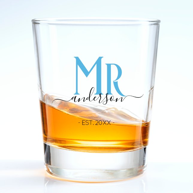 Verre A Shot Chambre à maris bleu M. Mariage Anniversaire (Créateur téléchargé)