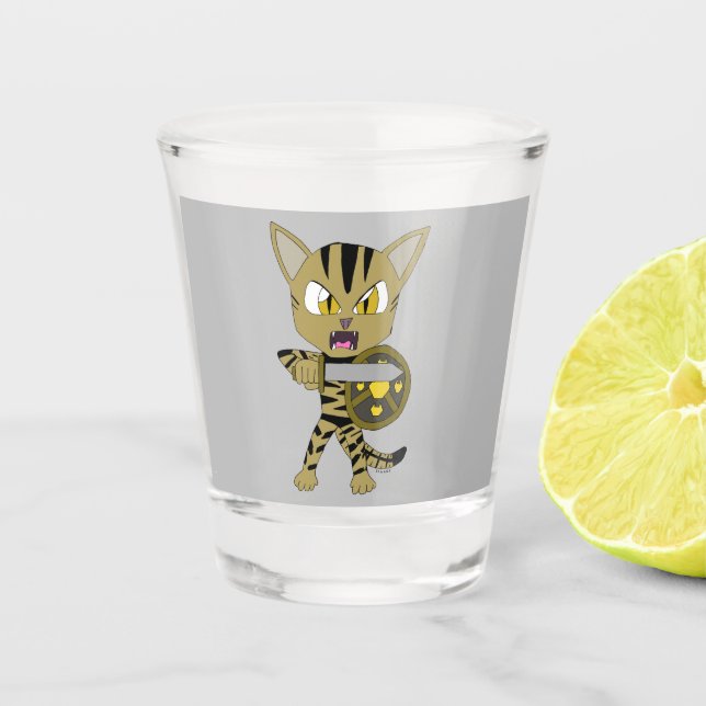 Verre A Shot Chat guerrier Chibi (Devant)