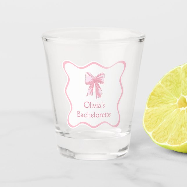 Verre A Shot Chaussures nouer le noeud rose Bow Bachelorette (Devant)