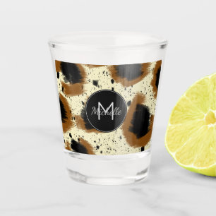 Verre A Shot Cheetah Abstrait Splash Monogrammé Nom
