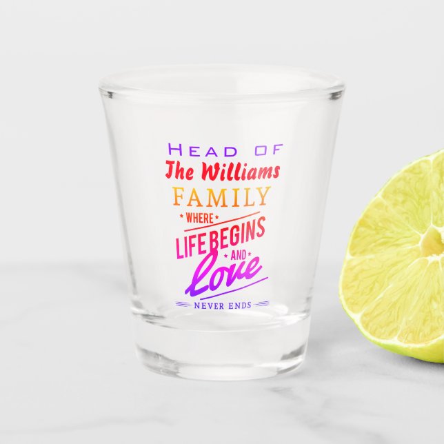 Verre A Shot Chef de la famille Amour ne finit jamais (Devant)