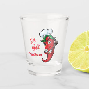Verre A Shot Chef de poivron hot texte personnalisé