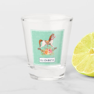 Verre A Shot Cheval à roche vintage avec Bouquet floral
