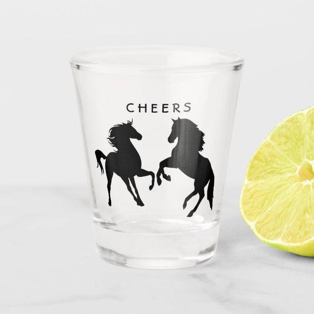 Verre A Shot Cheval Couple - Texte Personnalisé (Devant)