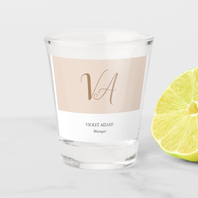 Verre A Shot Chic monogramme professionnel simple minimaliste (Devant)