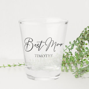 Verre A Shot Chic noir blanc Mariage moderne Custom Best Man