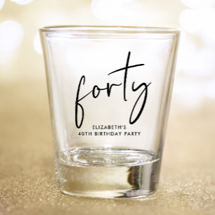 Verre A Shot Chic Script 40e fête d'anniversaire