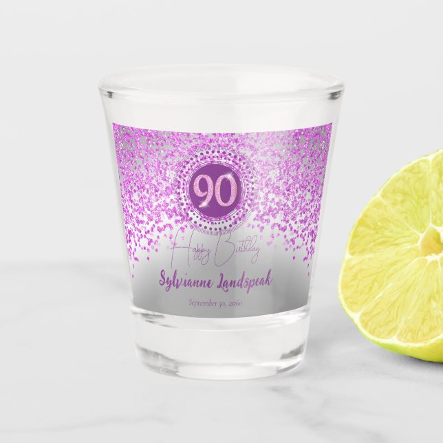Verre A Shot Chic Silver & Parties scintillant rose 90e anniver (Devant)