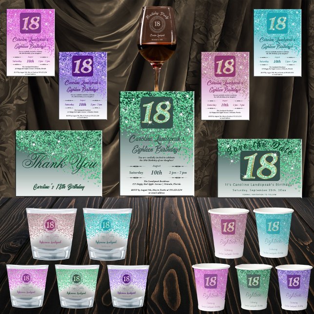 Verre A Shot Chic Silver & Parties scintillant verte 18e annive (Créateur téléchargé)