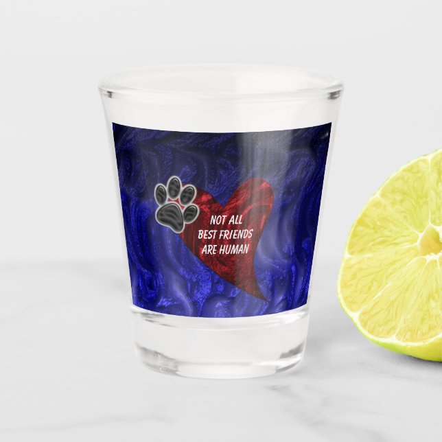 Verre A Shot Chien animal meilleur ami Red Heart Chiot Empreint (Devant)