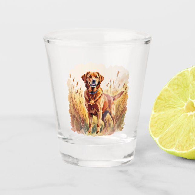 Verre A Shot Chien Retriever du Labrador Rouge Renard (Devant)