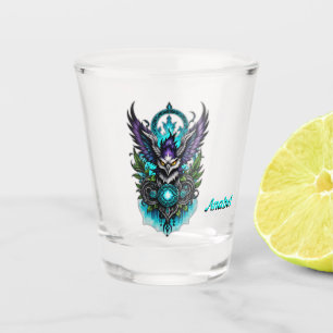 Verre A Shot Chouette aux éléments magiques.