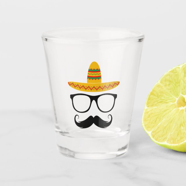 Verre A Shot Cinco De Mayo Funny Party Sombrero Mustache (Devant)