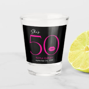 Verre A Shot Cinquante ans, lèvres roses minimalistes modernes 