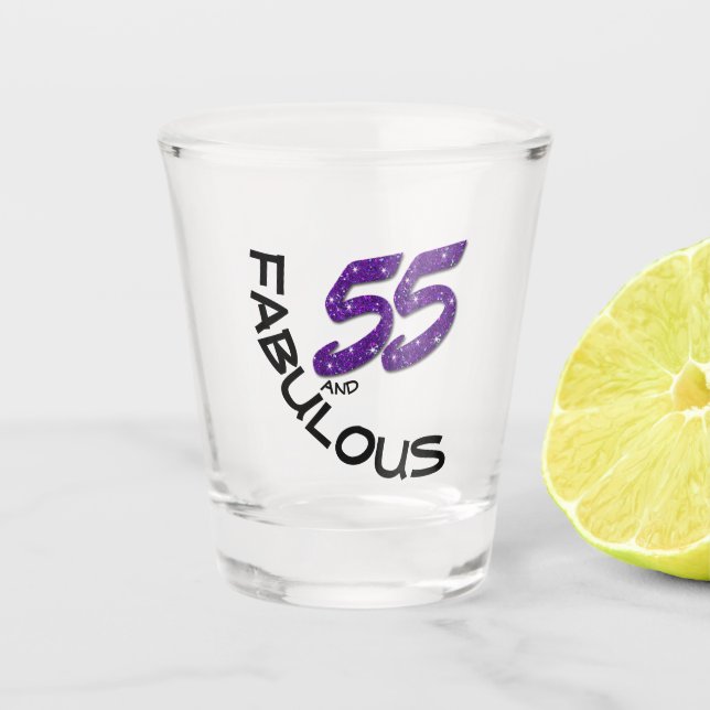 Verre A Shot cinquante-cinquième Parties scintillantes pourpres (Devant)