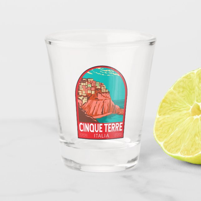 Verre A Shot Cinque Terre Italie Travel Art Vintage (Devant)