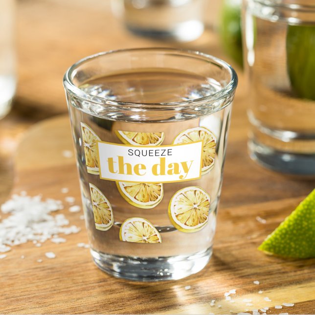 Verre A Shot Citrons Jaunes Modernes Motif & Squeeze La Journée (Créateur téléchargé)