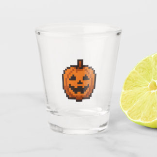 Verre A Shot Citrouille 8-bit Rétro Jack O' Lantern