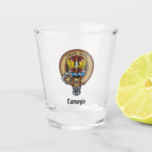 Verre A Shot Clan Carnegie Crest sur la robe Tartan