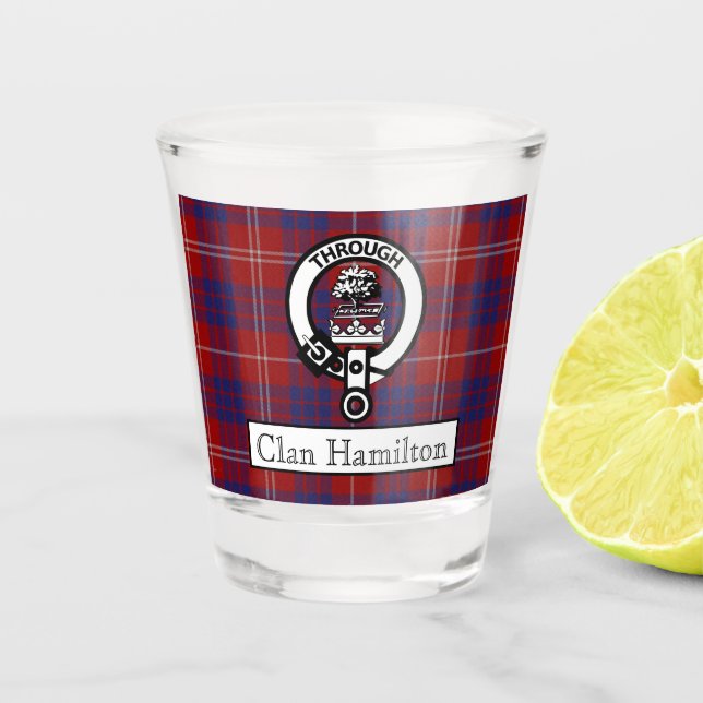 Verre A Shot Clan Hamilton Crest et Tartan (Devant)