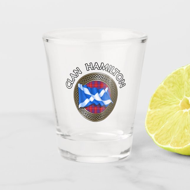 Verre A Shot Clan Hamilton Tartan Knot & Flag (Devant)
