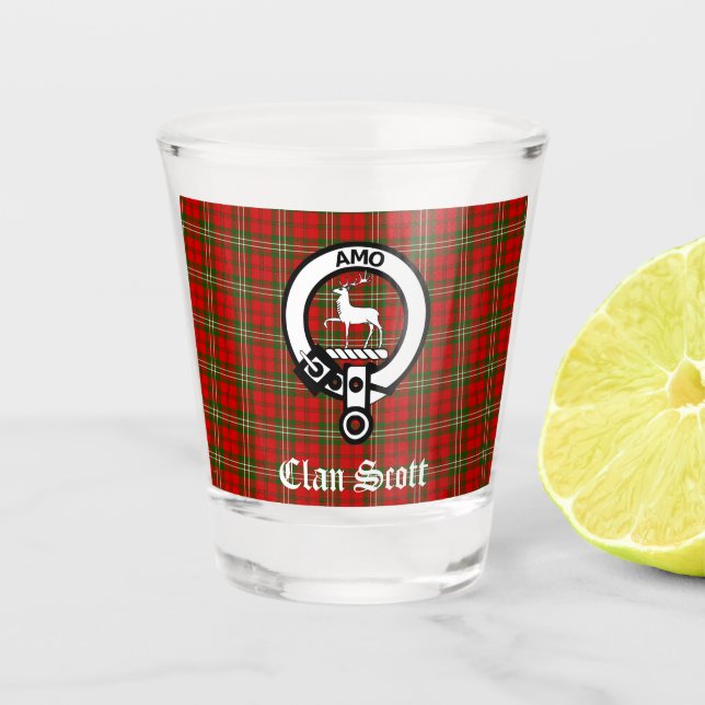Verre A Shot Clan Scott Crest Badge & Tartan (Devant)
