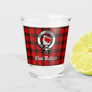 Verre A Shot Clan Wallace Crest Badge et Tartan