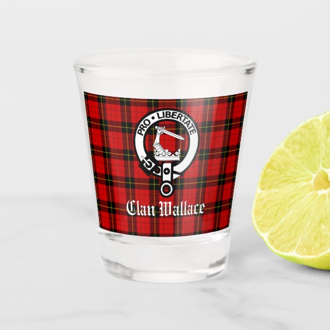 Verre A Shot Clan Wallace Crest Badge et Tartan (Devant)