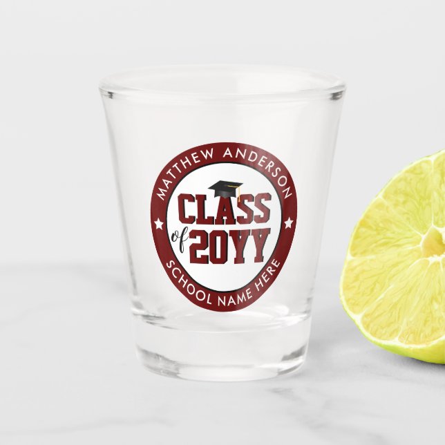 Verre A Shot Classe de 2023 Burgundy Graduate Graduate Graduati (Devant)