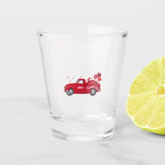 Verre A Shot Classic Red Truck Happy Valentine's Day Farmhouse 