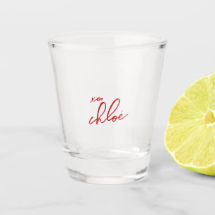 Verre A Shot Classy Love "Your Name" Red Typography Shot Glass