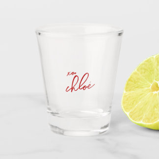 Verre A Shot Classy Love "Your Name" Red Typography Shot Glass