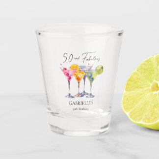 Verre A Shot Cocktail Martini Aquarelle Joyeux 50e Anniversaire