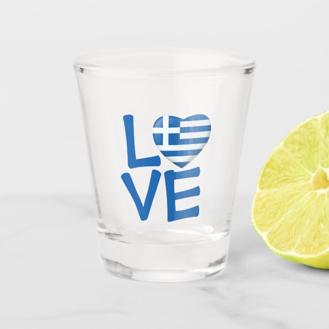 Verre A Shot Coeur du drapeau grec (Devant)
