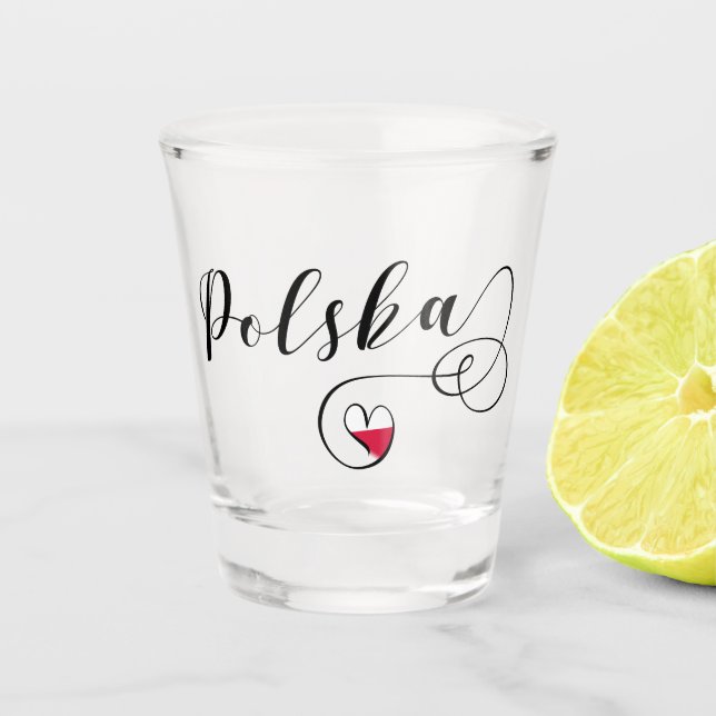 Verre A Shot Coeur polonais de drapeau, Polska, Pologne (Devant)