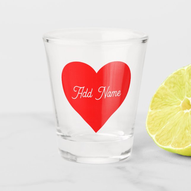Verre A Shot Coeur rouge romantique Personnalisé (Devant)