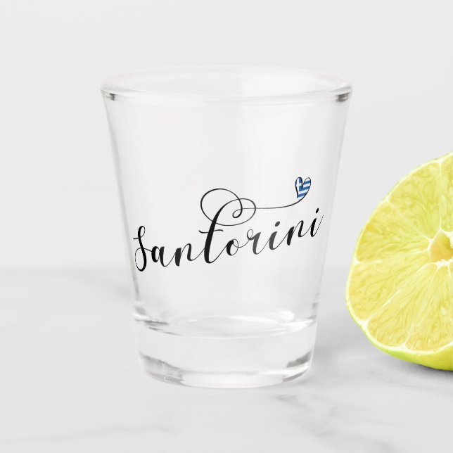 Verre A Shot Coeur Santorin En Drapeau, Grèce, Thira (Devant)