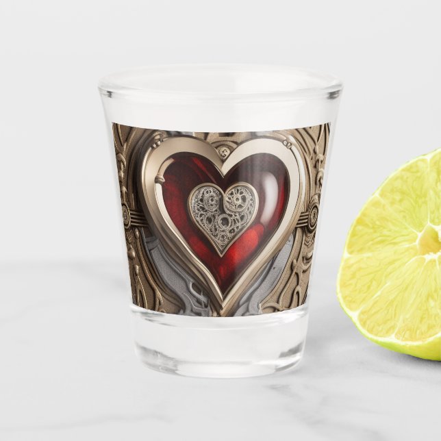 Verre A Shot Coeur Steampunk - Amour mécanique complexe (Devant)
