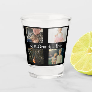 Verre A Shot Collage photo personnalisé 4 Meilleur grand-père j
