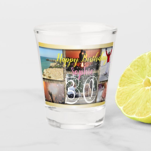 Verre A Shot Collage photo personnalisé Anniversaire (Devant)