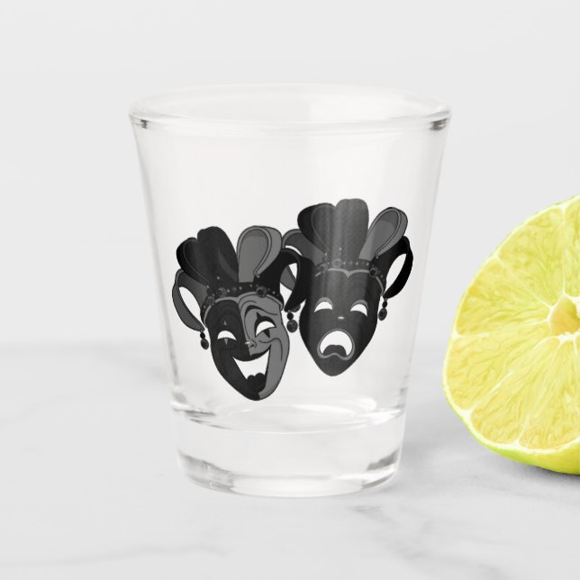 Verre A Shot Comédie et tragédie Théâtre Masques Jester (Devant)