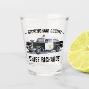 Verre A Shot Comté de Monogramme de voiture de la police Vinta