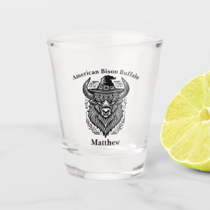 Verre A Shot Conception complexe d'un bison avec un Casquette