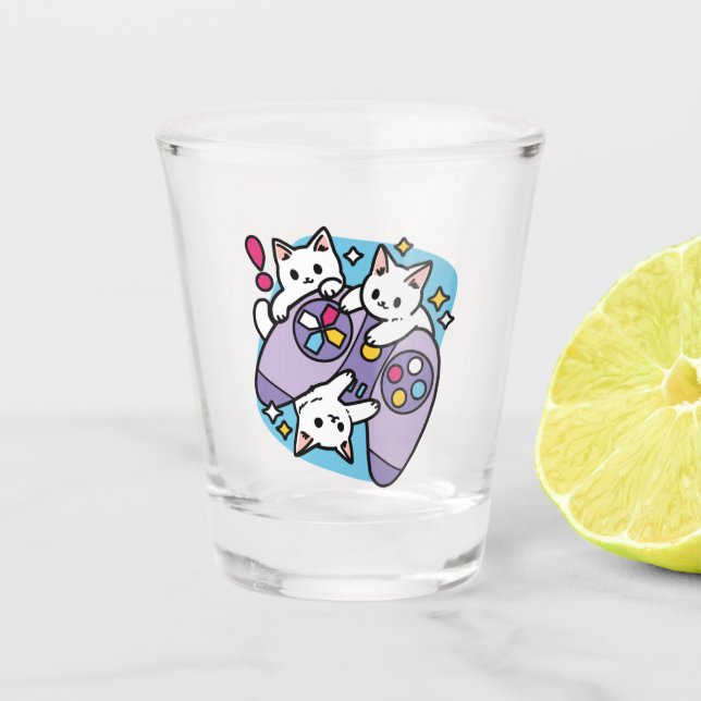 Verre A Shot Conception de gamer de chat - Purr sur Gamer Joyst (Devant)