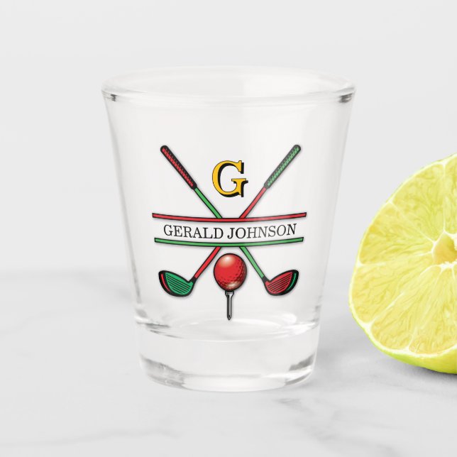Verre A Shot Conception de monogramme de golf de Noël (Devant)